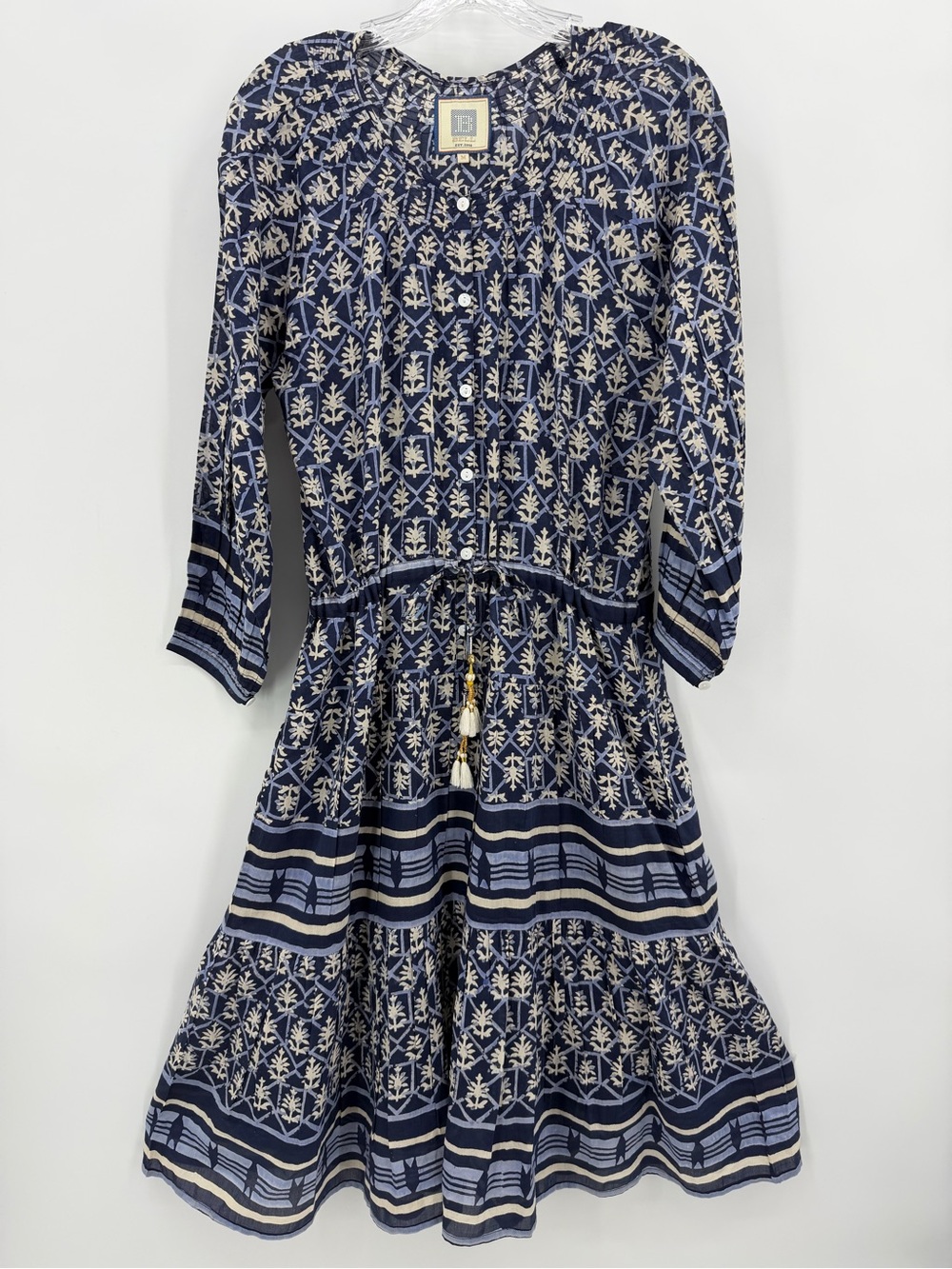 Bell by Alicia Bell Midi Dress Silk Blend Blue Size M